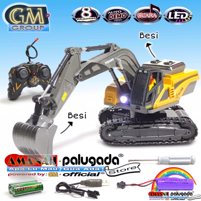GM-BC-1049 RC Truck YG Series 8CH Alloy LED Excavator Remote Control 27MHz Auto Demo 680° Automatic 