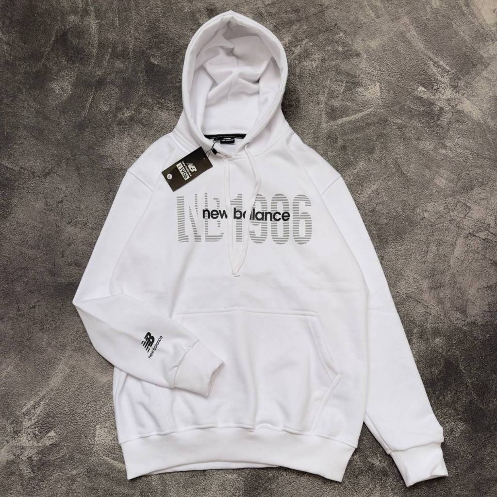 Hoodie New Balance 1906 Original Full Tag Label Sweater Hoodie New Balance White Pria wanita