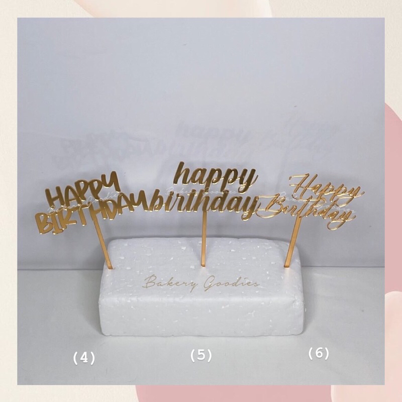 

tusukan kue ulang tahun cake topper mirror akrilik tulisan happy birthday premium tebal sizs s