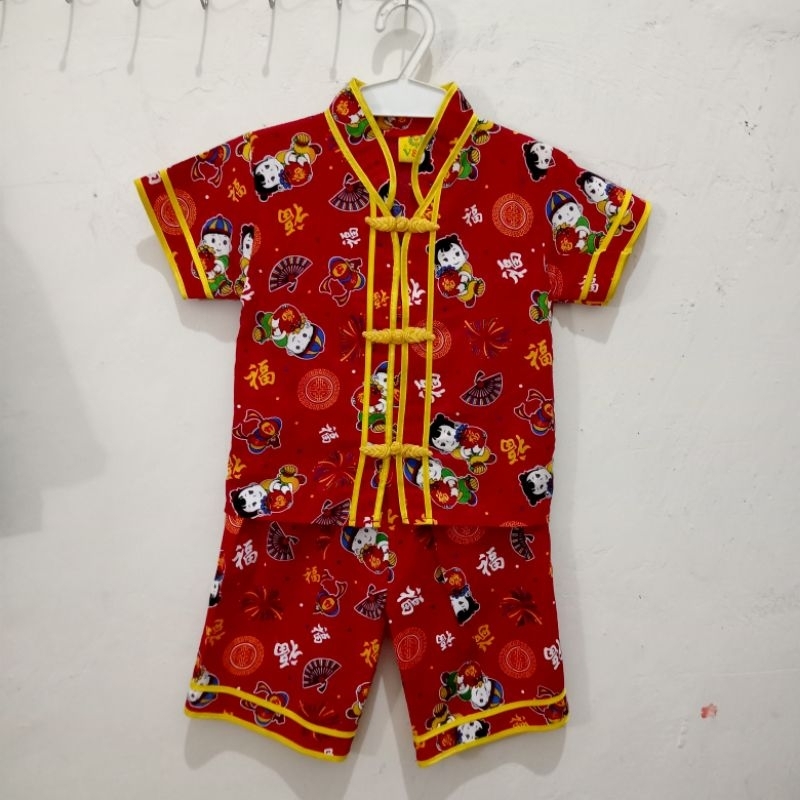 Setelan Baju Cina Celana Pendek Anak Laki/Perempuan