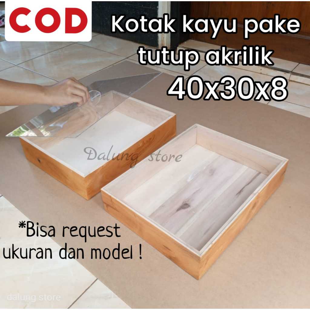 kotak box kayu tutup akrilik 40x40x8 anti pecah kotak donat hampers etalase donat kotak seserahan