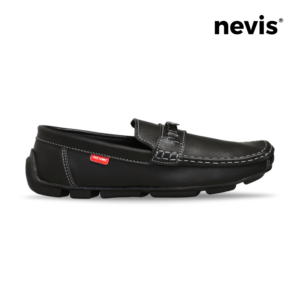 NEVIS Bastian - Sepatu Pria Slip On Formal Loafers Casual Elegan Kerja Kantor Hitam
