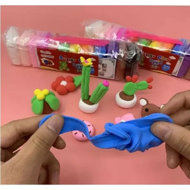 Clay Mainan Anak isi 12pcs / Mainan Edukasi Lilin anak / Polymer Clay 12 pcs / Mainan Anak clay isi 