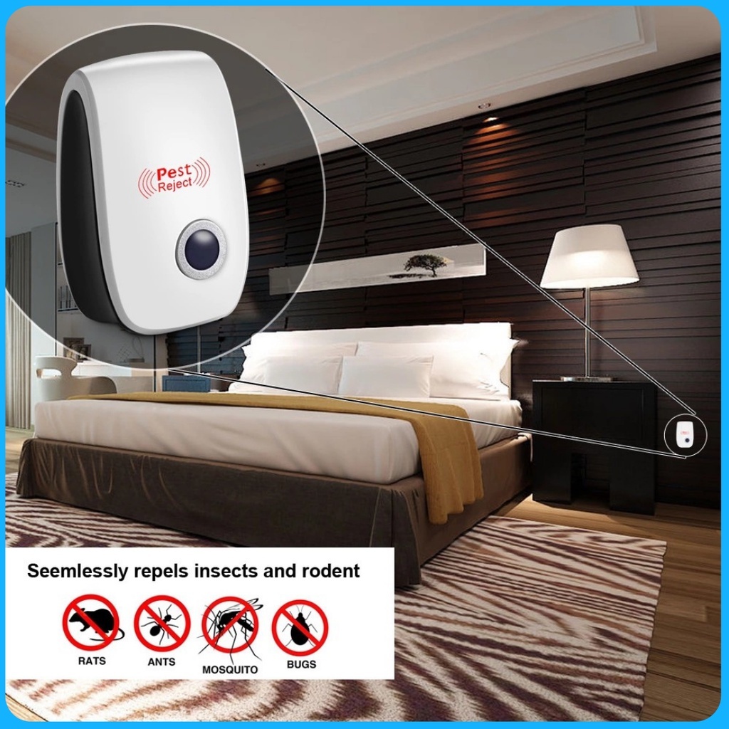 Pengusir Tikus Ultrasonic - Tanpa Racun Perangkap Lem Pest Repeller Elektronik 【COD Ready Stock】Alat