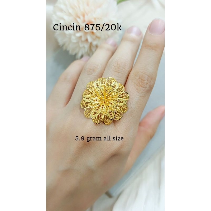 Cincin Allsize Bunga Kendari Koleksi Josean Hadiah Ultah Emas Asli
