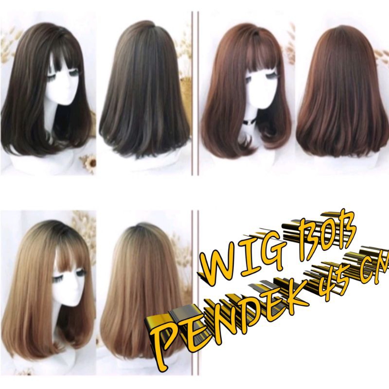 Wig Wanita Model Bob Rambut Pendek 45 Cm full Wig Korean Blow 45 Cm Rambut Palsu Wanita Bob Sebahu P