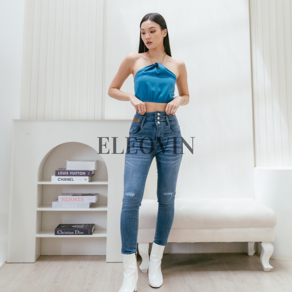 Eleovin Fashion - Skinny Akasha Jeans - Celana Panjang Highwaist Melar Wanita Premium Bangkok Style