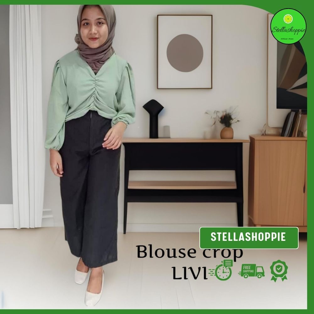 STELLASHOPPIE | Blouse Crop Top LIVI Crinkle Airflow