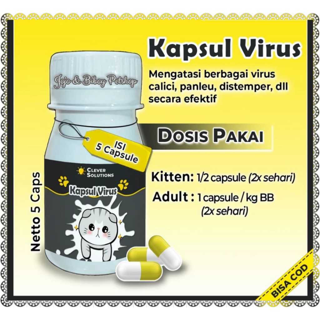KAPSUL VIRUS Obat Virus Panleukopenia Distamper Calici Obat Virus Ampuh Kucing