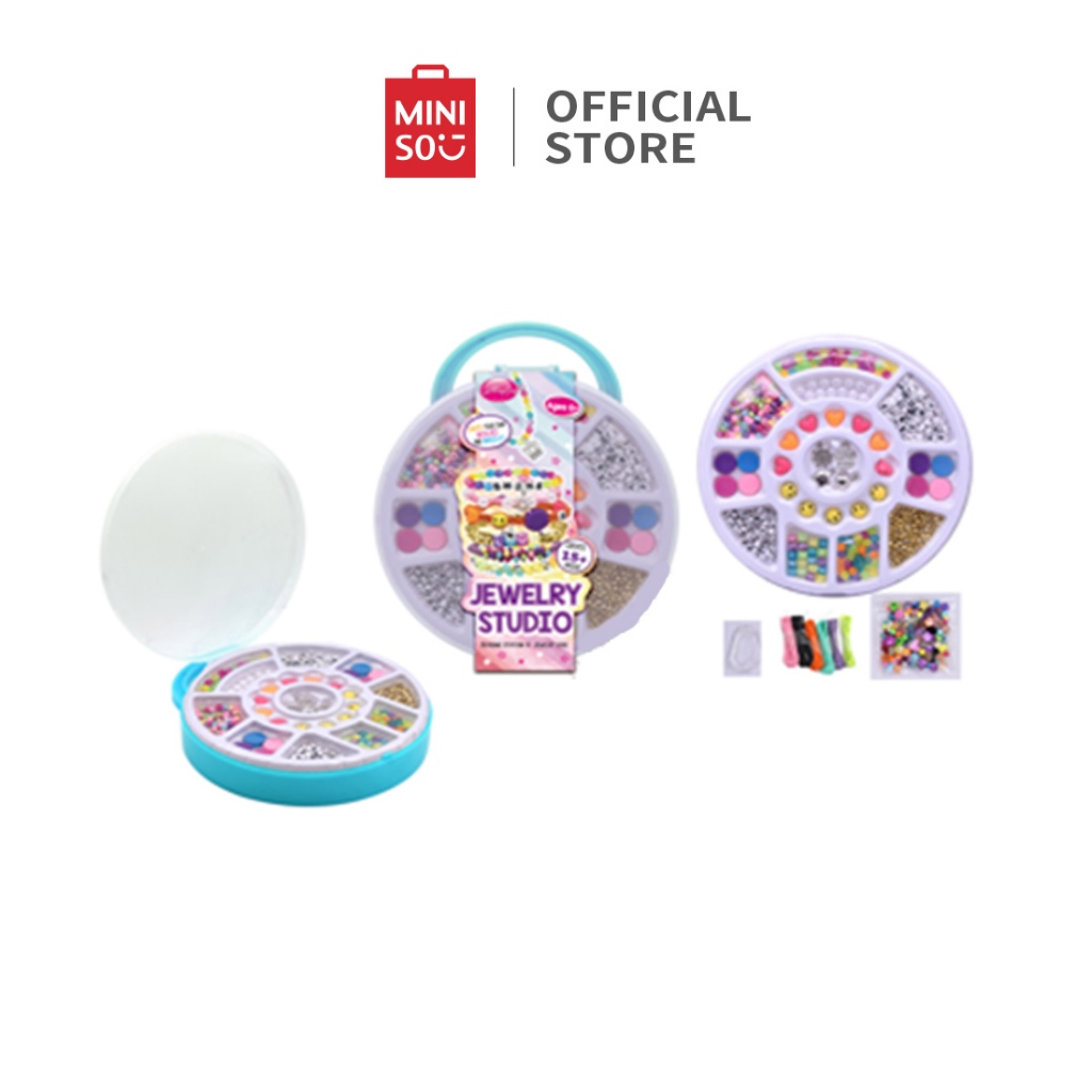 MINISO Mainan Anak-anak Set Kotak Bundar Portabel Manik-manik DIY