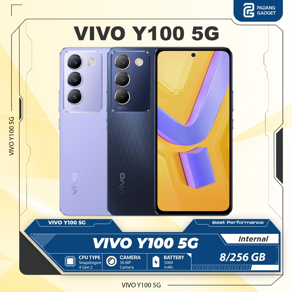 Vivo Y100 5G Ram 8/128 &amp; 8/256 GB Original Resmi Vivo Handphone Android Terbaru Qualcomm Snapdragon 4 Gen 2