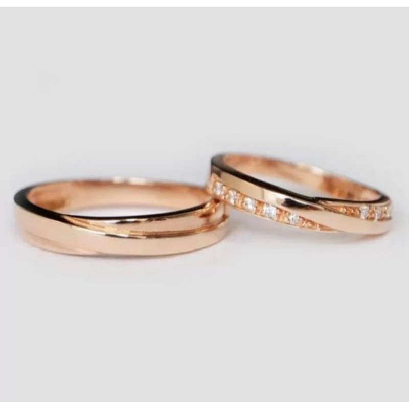 Cincin Pernikahan Lamaran Emas 23k/85% Dan Palladium 10% Wedding Ring Free Box Cincin & Free Ukir Na
