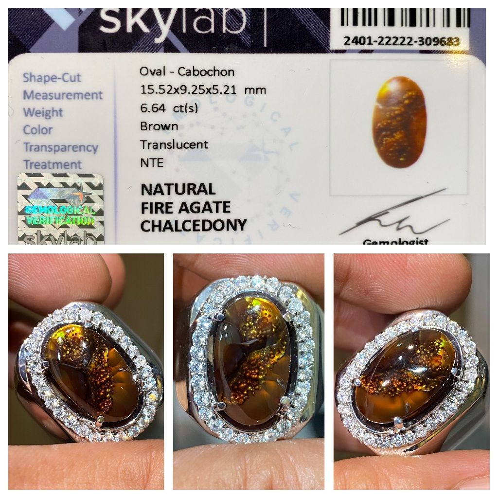 Natural 6.64ct fire agate chalcedony mexico