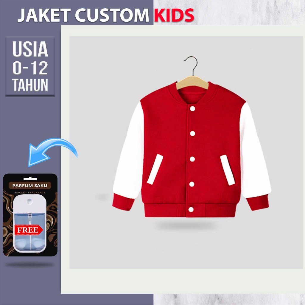 Bomber Anak Polos (MERAH) 0-12Th Jacket Bomber Kids Custom