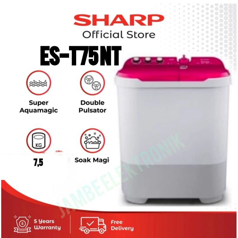 mesin cuci Sharp 75 Nt transparan dobel tuwin  75Nt