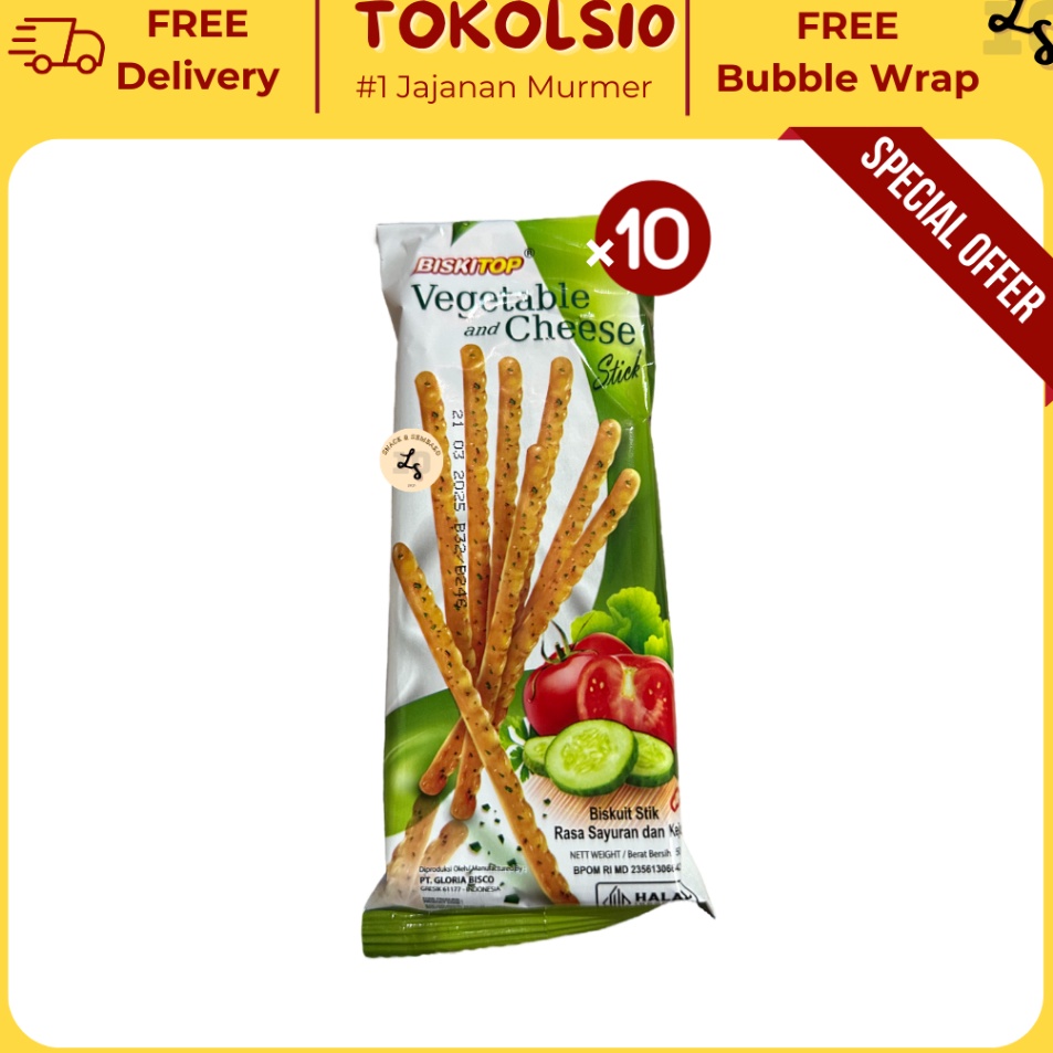 

NEW 1 PCS LEBIH HEMAT Biskitop Vegetable and Cheese Stick 5gr