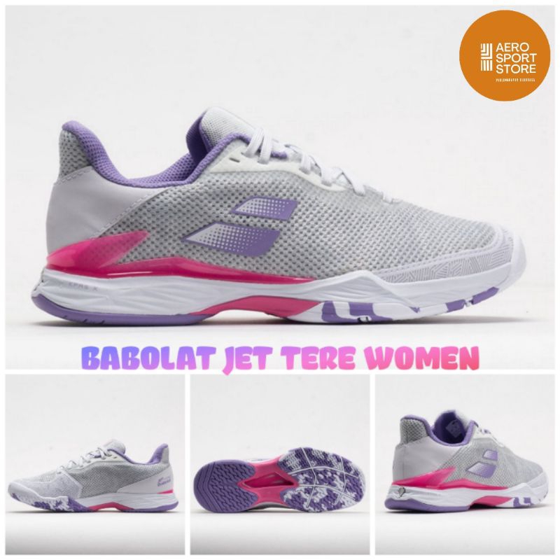[ SEPATU TENIS WANITA BABOLAT JET TERE WOMEN 2023 / White - Lavender ]