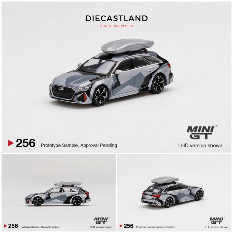 Mini GT #256 Audi RS 6 Avant Silver Digital Camouflage w/ Roof Box MGT00256 MiniGT MGT silver kamufl