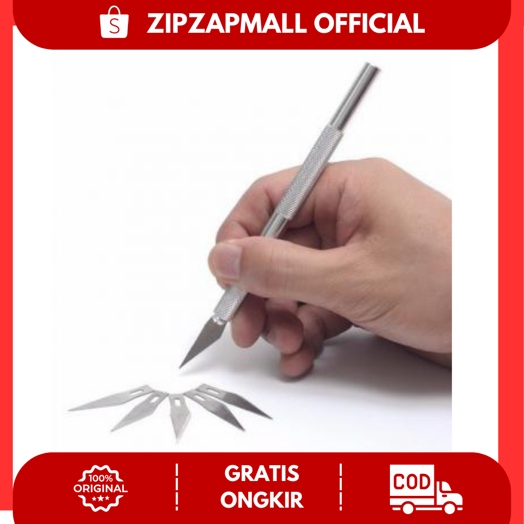Pisau Ukir Seni Hobby Crafting Art Knife Aluminium Handle - WL / Alat Ukir Pahat Besi Plastik Giok B