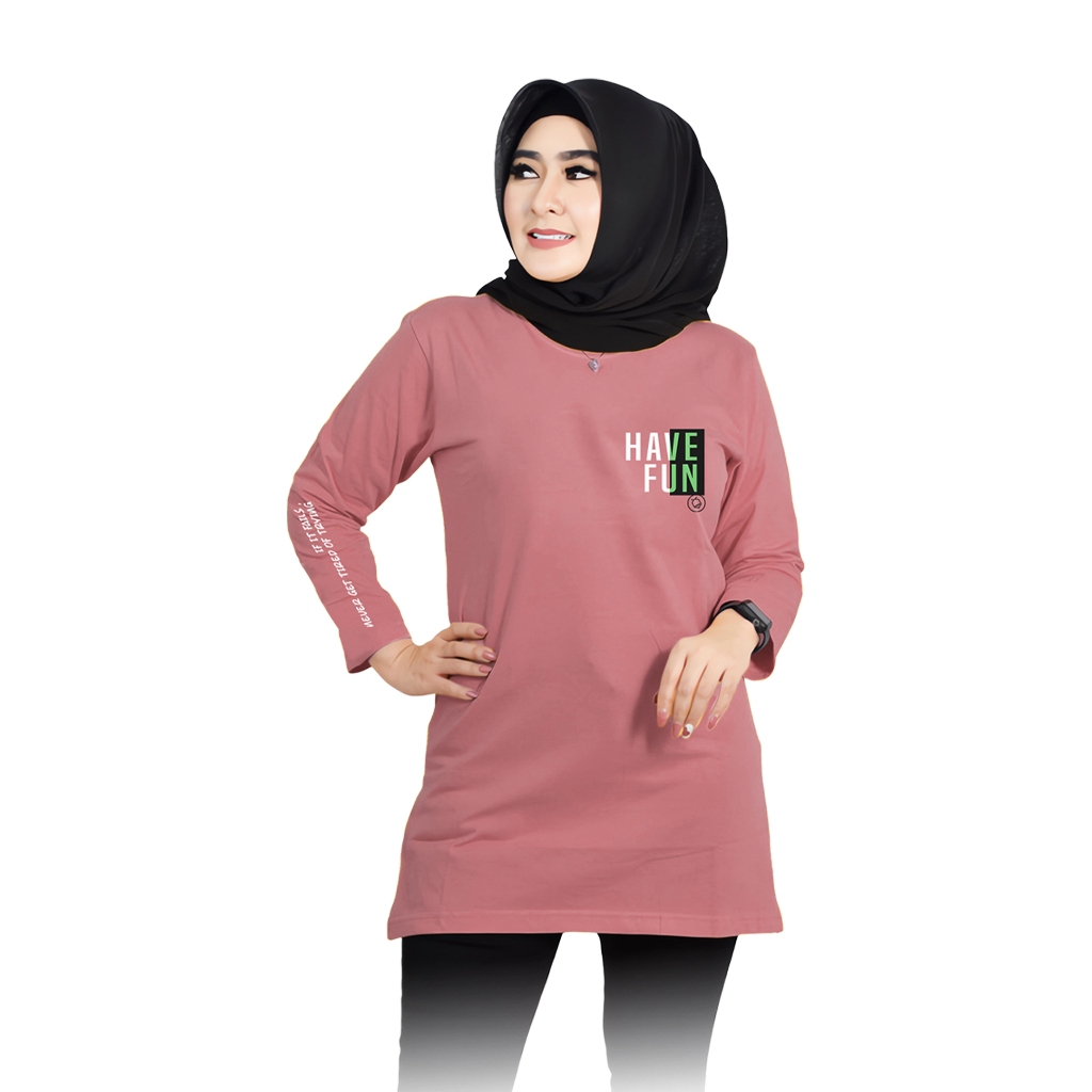 Tunik Kaos - Tunik Muslimah - Tunik Kekinian - Tunik Kaos Muslimah - OrangeBee / 0050