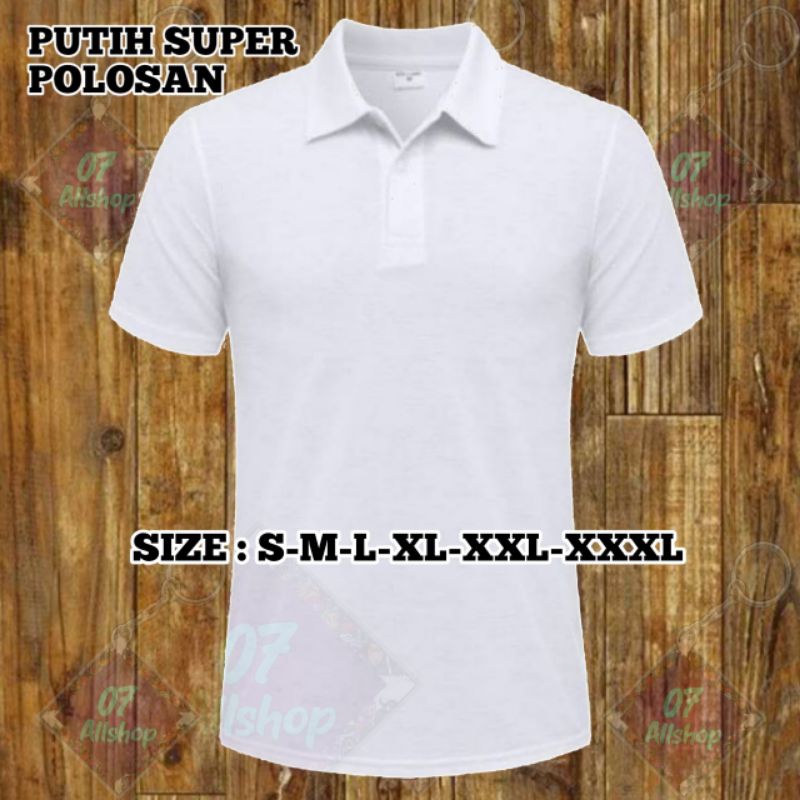 Polo Shirt Tshirt Baju Kerah Kancing PUTIH SUPER POLOSAN POLOS pria wanita Indonesia