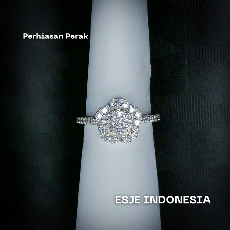 Cincin Flower Permata Aksesoris Perhiasan Perak Wanita - Esje Indonesia