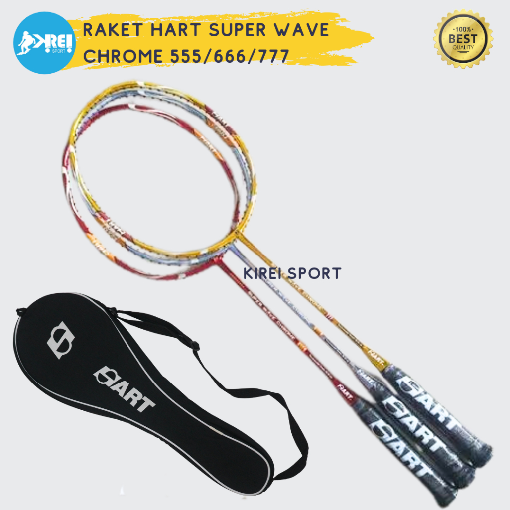 Raket Bulutangkis Hart Super Wave Chrome 555/666/777 FREE TAS COVER