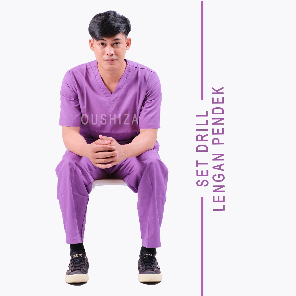 baju ok lengan pendek Petugas Medis Seragam jaga perawat oka premium American Drill