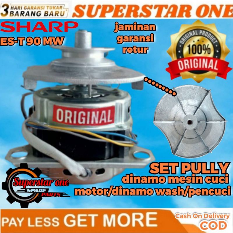 Dinamo/motor sharp mesin cuci wash/pencuci set pully/cakram vanbelt/fanbelt/panbel ES-T 90 MW/ES-T90