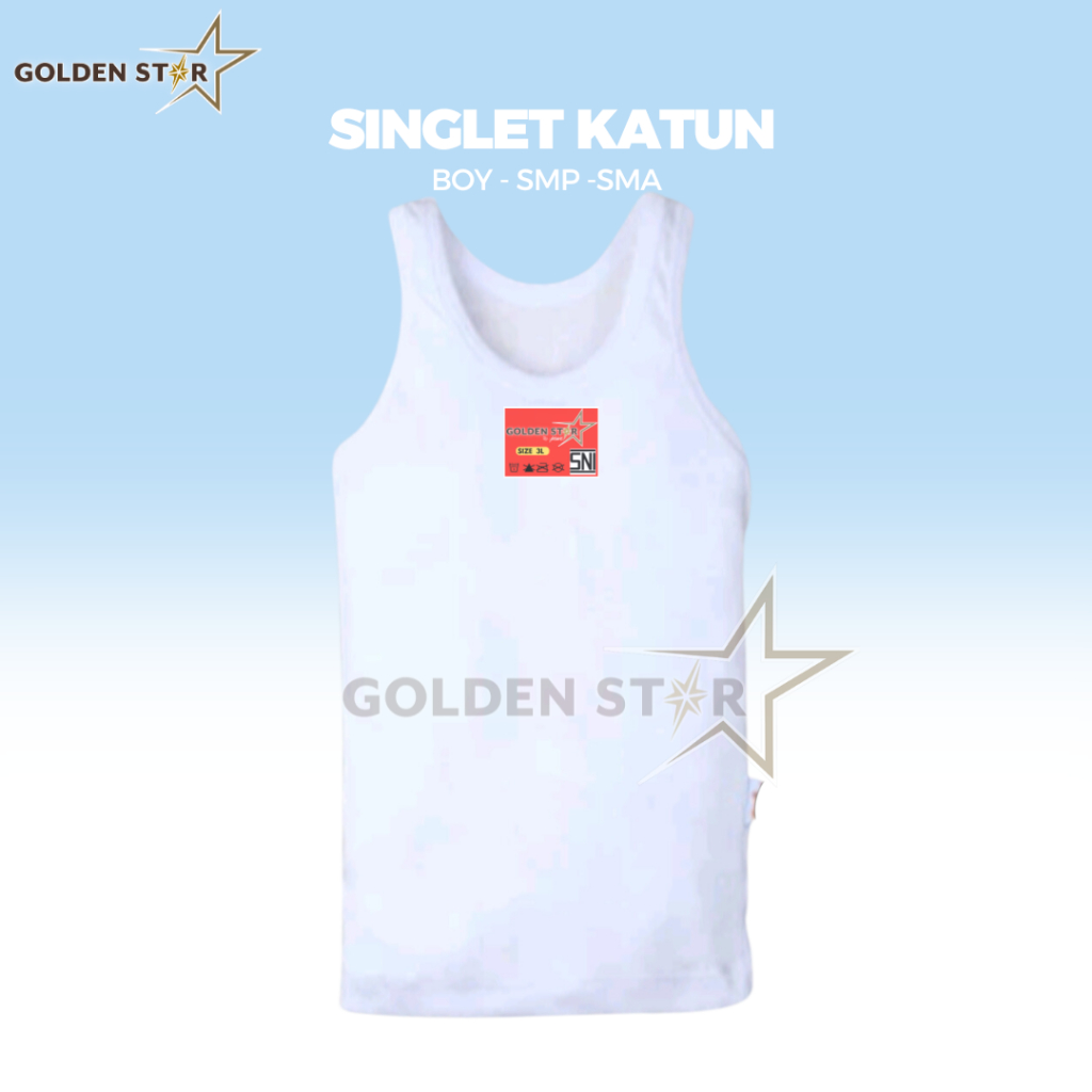 6PCS Singlet Anak - Kaos Dalam Anak umur 0 - Anak ABG Golden Star Putih - Singlet Kaos dalam Anak la