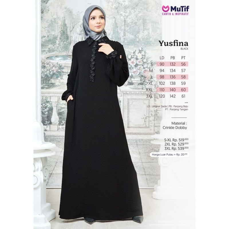 Gamis Hitam Mutif Yusfina