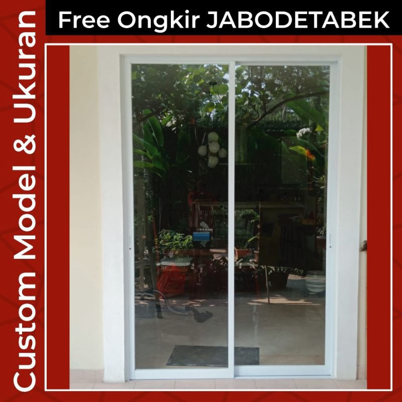 PINTU KACA SLIDING GESER DUA DAUN L140XT200 CUSTOM UKURAN, MODEL DAN HARGA, NUSANTARA ALUMINIUM