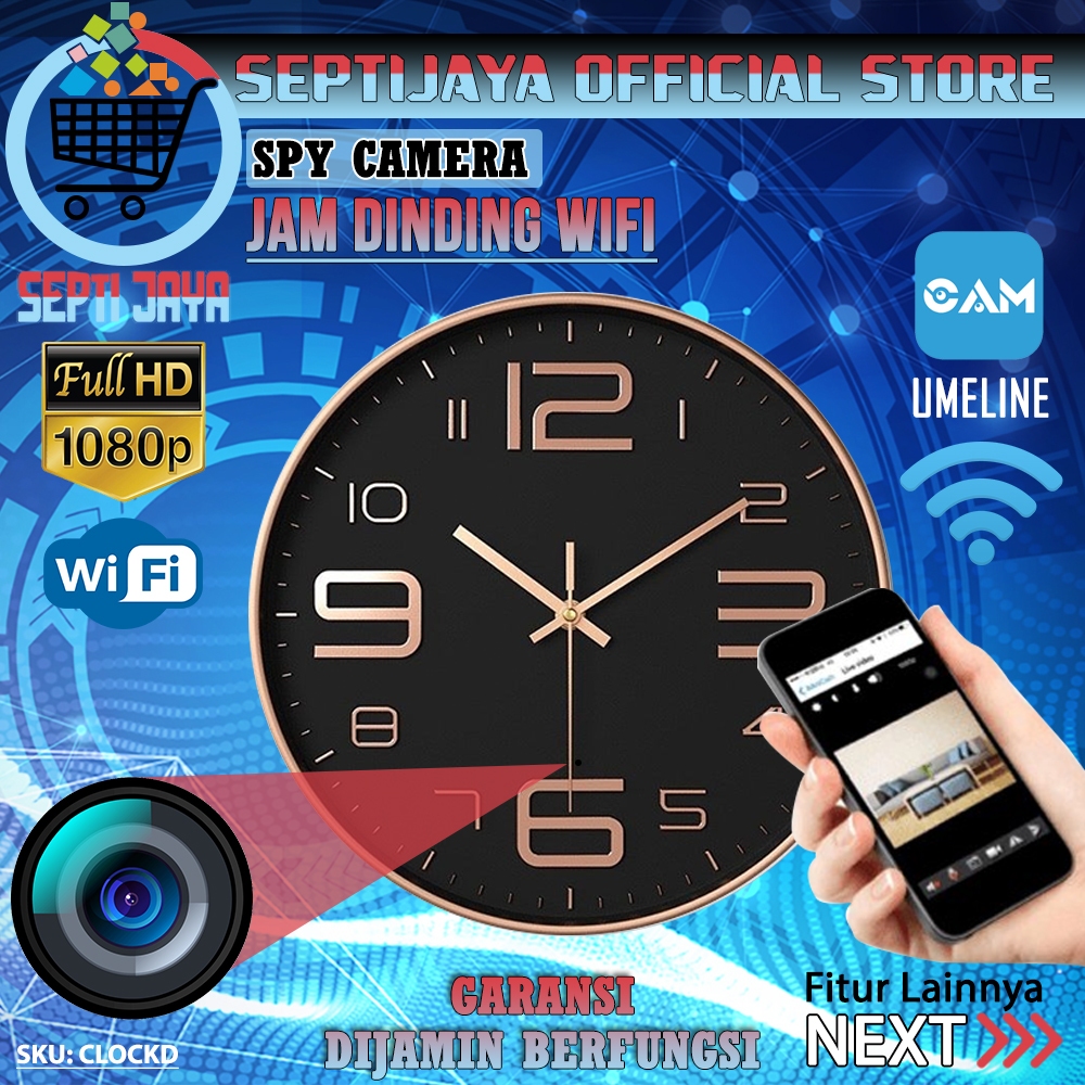 Kamera Pengintai Tersembunyi Bentuk Jam Dinding WiFi Resolusi Full HD 1080P Kontrol Monitoring Lewat