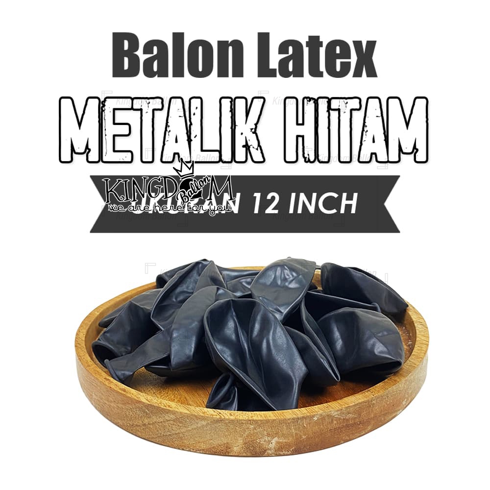 Balon metalik hitam / balon latex / balon karet