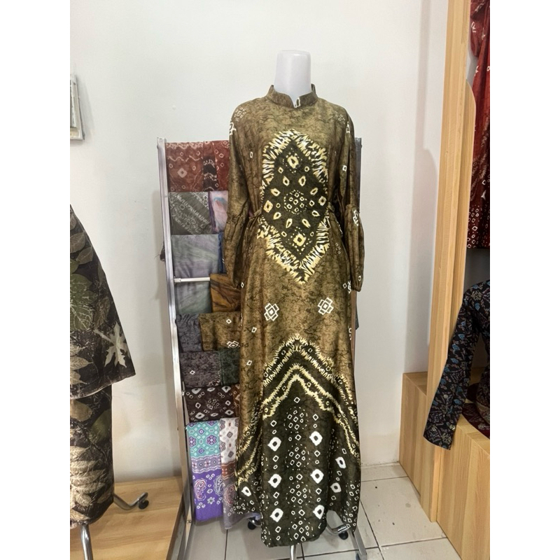 gamis jumputan sutra silk