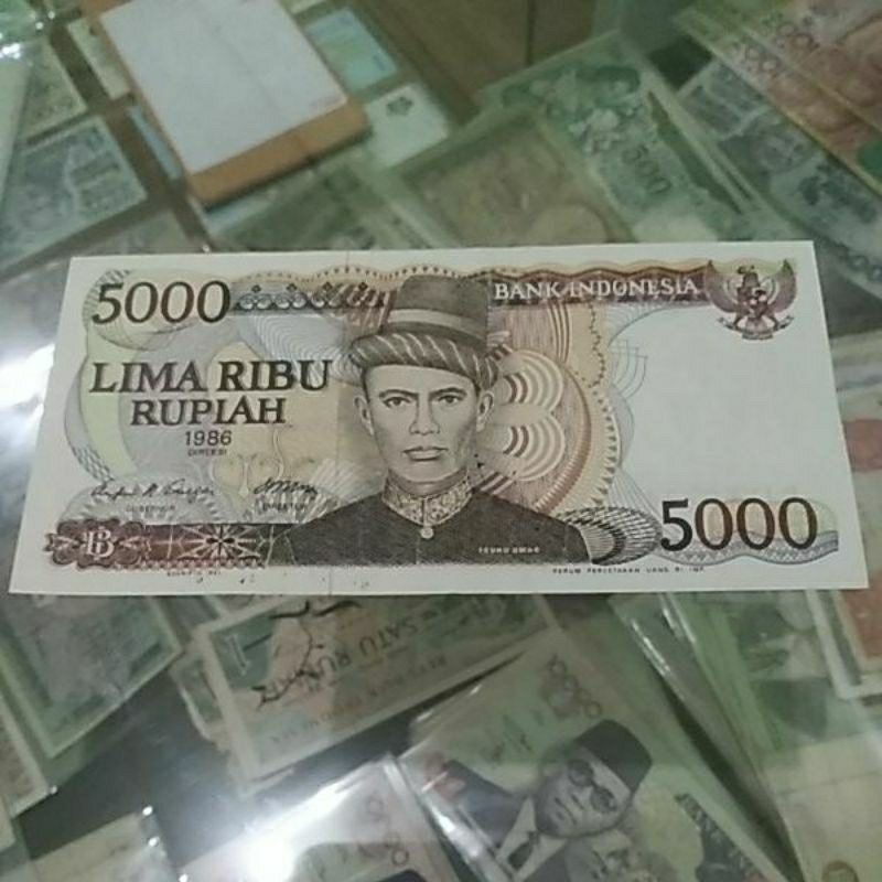 uang kuno indonesia 5000 rupiah teuku umar 1986 asli murah
