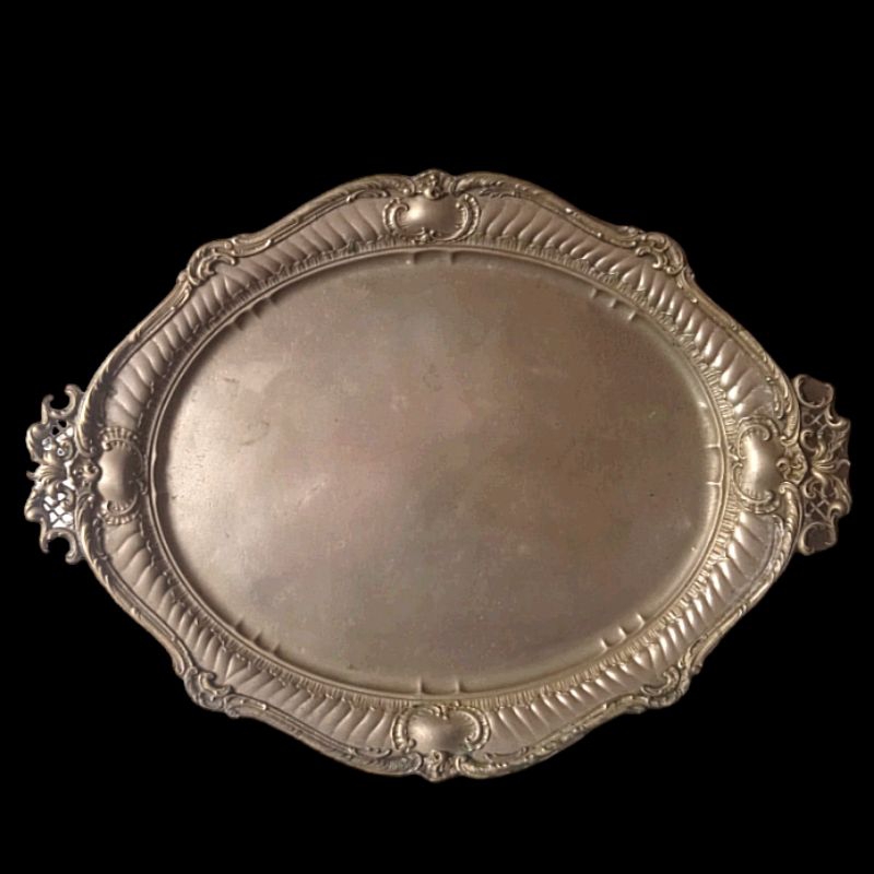 Antik Nampan Oval Eropa SOUVENIR 1 NOV 1927 N.I.S PERSONEEL Logam Tua Kuno Utuh