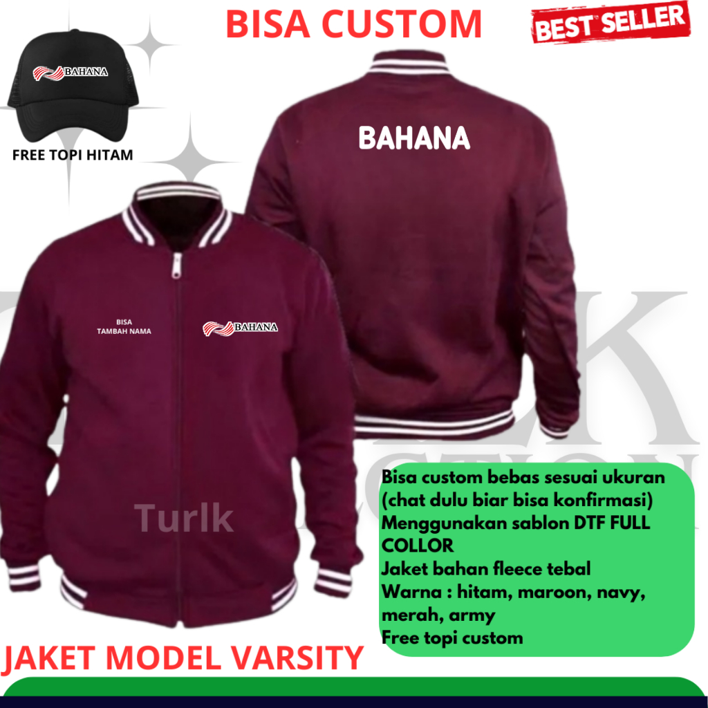 Jaket Bahana Artha Ventura Jaket Varsity Bahana Artha Ventura Free Topi Hitam