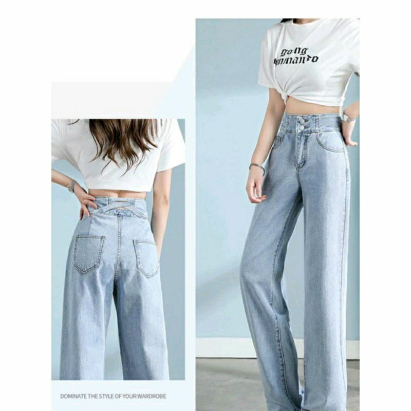 Celana Panjang Highwaist Kulot J23 Baggy Loose Jeans Wanita Celana Kulot Longgar Style Premium Celan