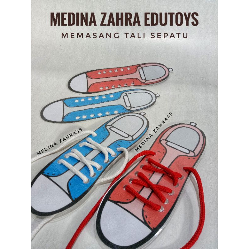 Lacing Card Mainan Edukasi Anak Memasang Tali Sepatu Shoe Lacing Card Workshet