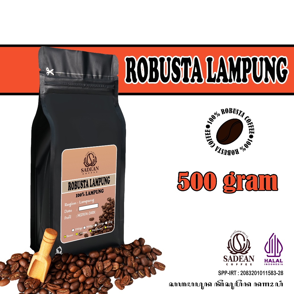 

Kopi Robusta Lampung 100% Robusta Lampung Natural Process 500gram / Biji Kopi Bubuk Robusta Lampung 500g