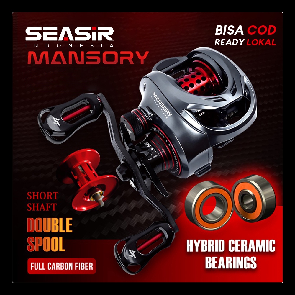 [OFFICIAL] SEASIR MANSORY Reel Pancing Baitcasting, 2 Spool Kumparan + Gagang Pegangan Rangka Serat 