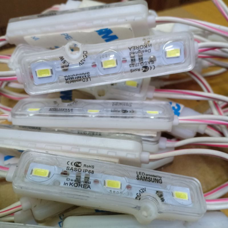 Led module 3 mata Samsung saso bening 1.5W DC 12V warna putih