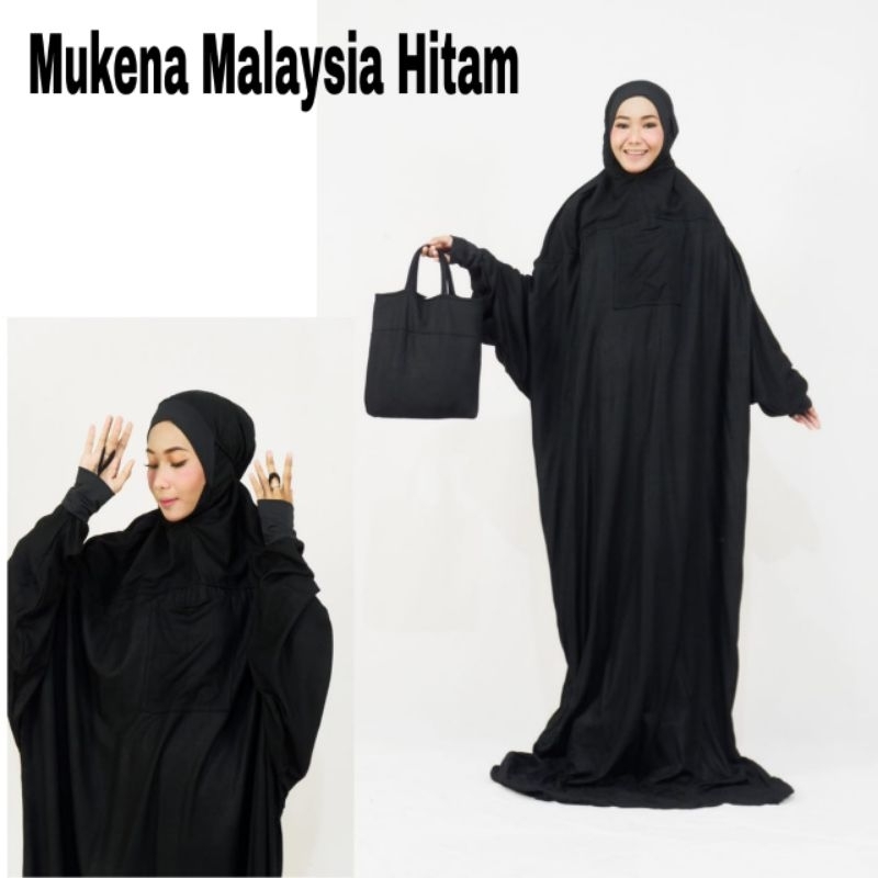 Mukena TERUSAN MALAYSIA HITAM Jumbo