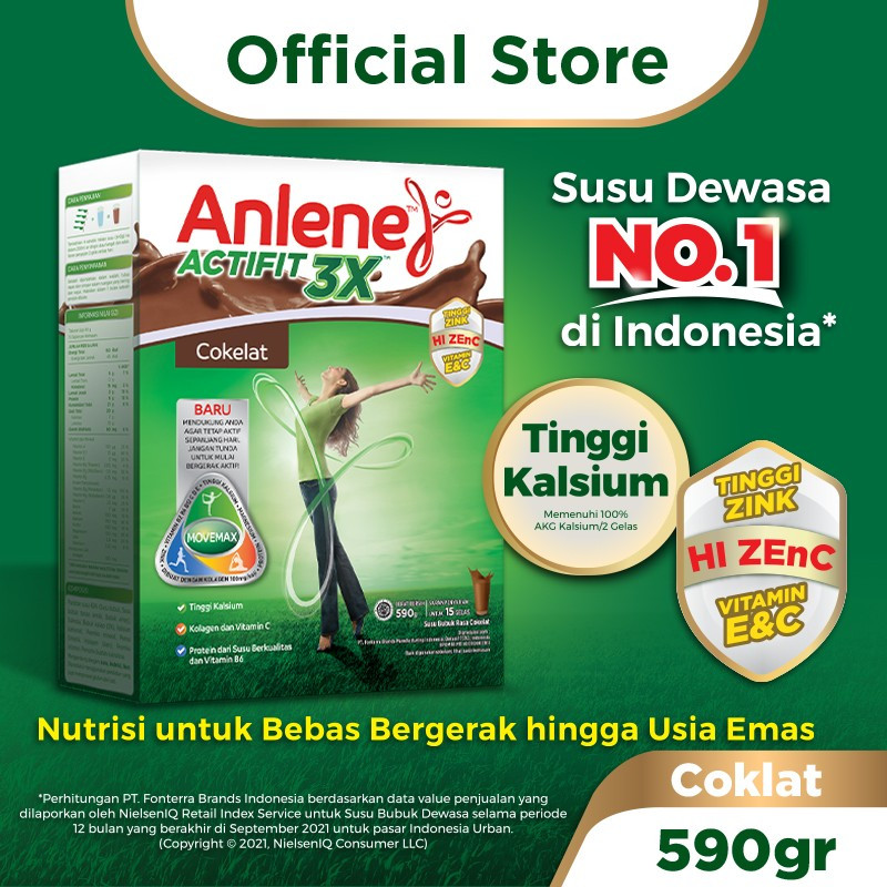 

Anlene Actifit 3X Susu Bubuk Dewasa Cokelat 590 g