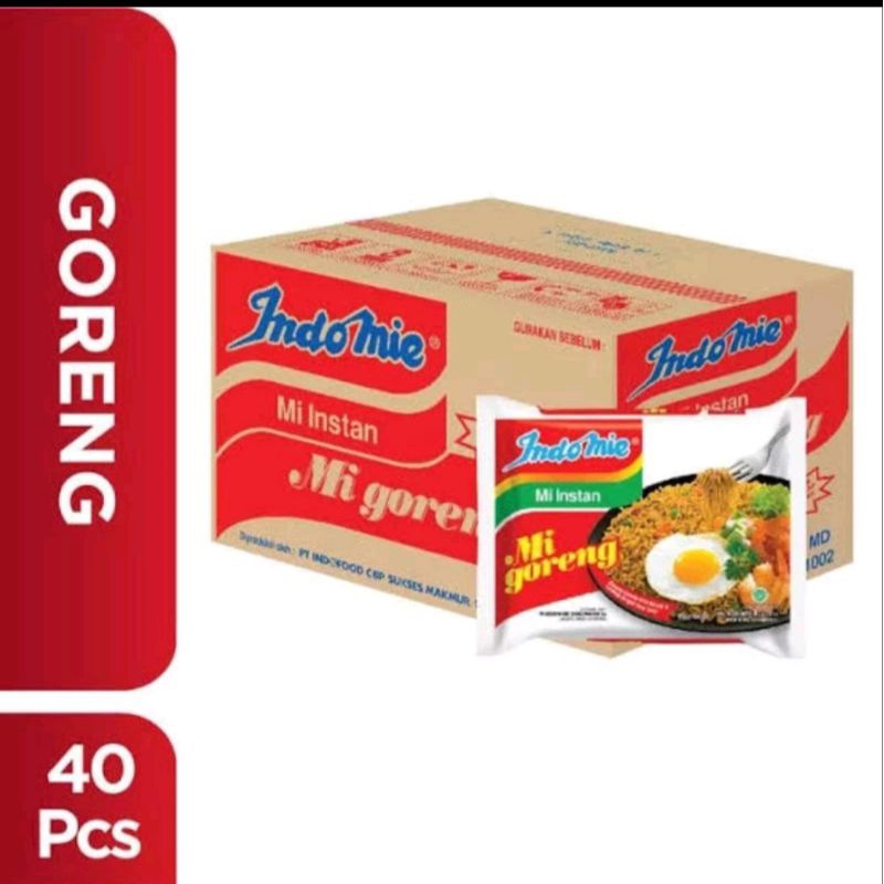 

Indomie goreng 1 dus, 40pcs ; exp bulan 4 tahun 2025
