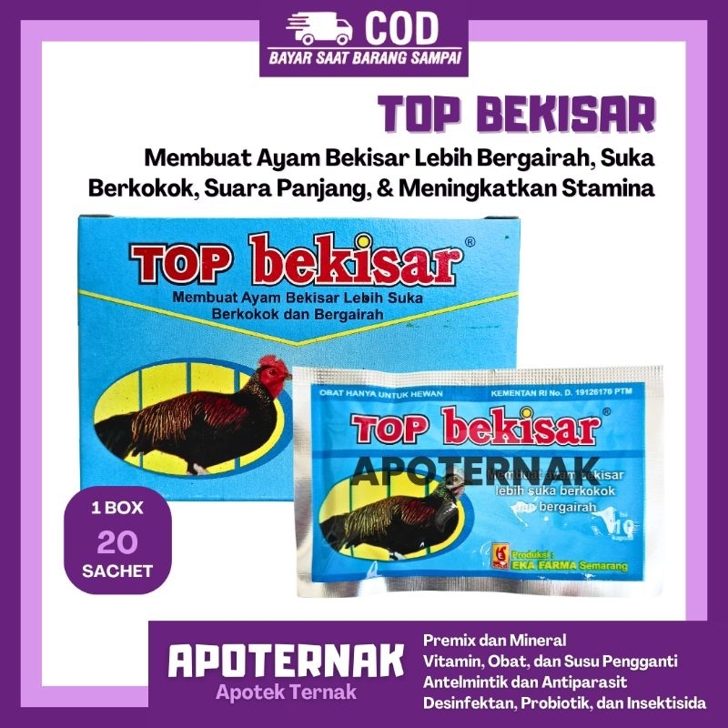 TOP BEKISAR 1 BOX 20 SACHET EKA FARMA - Vitamin Ayam Bekisar Ayam Pelung Ayam Ketawa Ayam Hutan