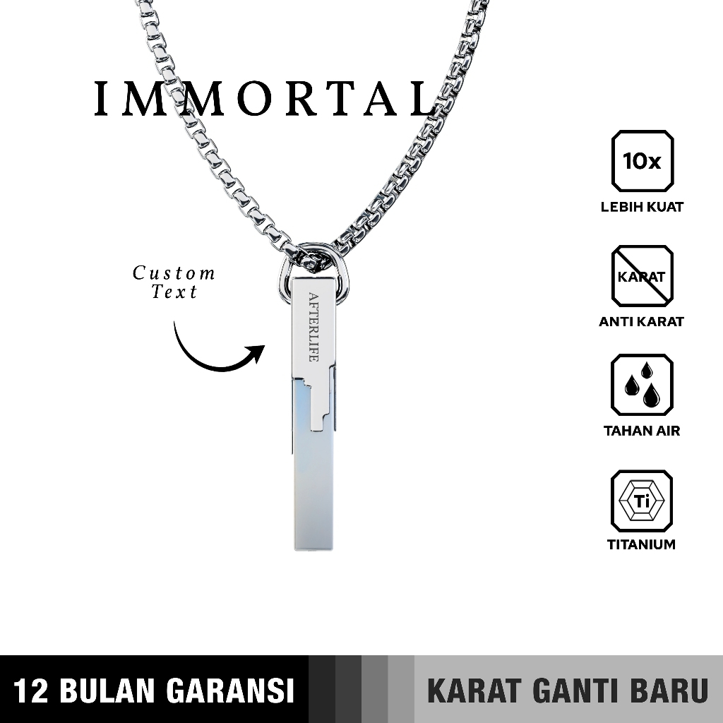 Emrys Liontin Set IMMORTAL Titanium Anti Karat Kalung Liontin Titanium Pria Wanita