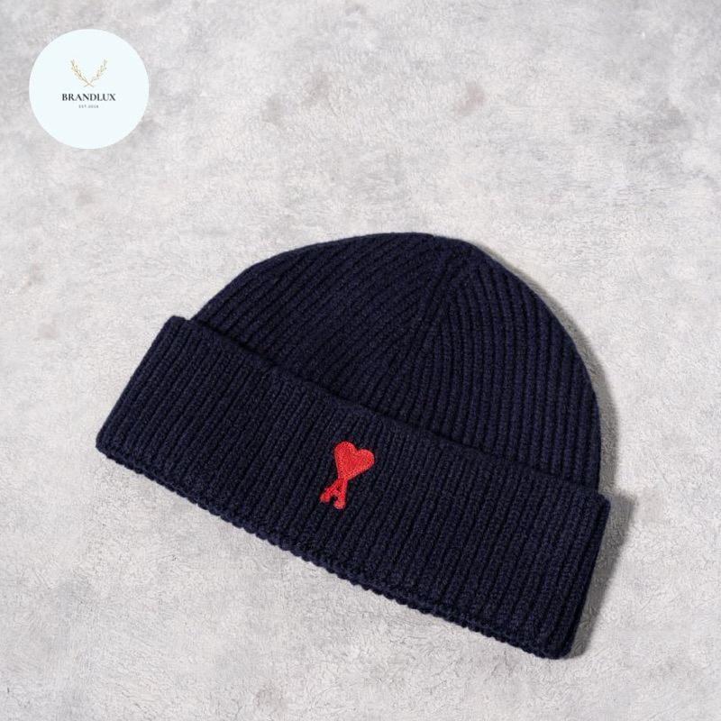 AMI PARIS Ami de coeur wool beanie Navy