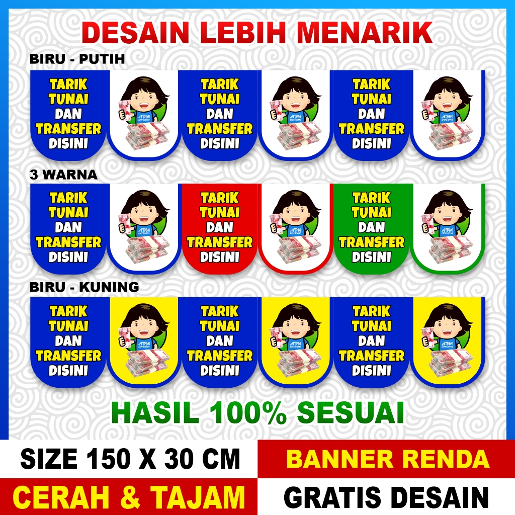 BANNER RENDA MINI ATM BERSAMA / BANNER SPANDUK BRILINK / BANNER KONTER EWALLET